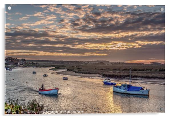 Serene sunset Burnham Overy Norfolk Acrylic by Jim Key