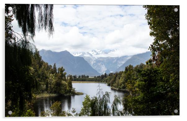 Lake Matheson, New Zealand Acrylic by Hazel Wright