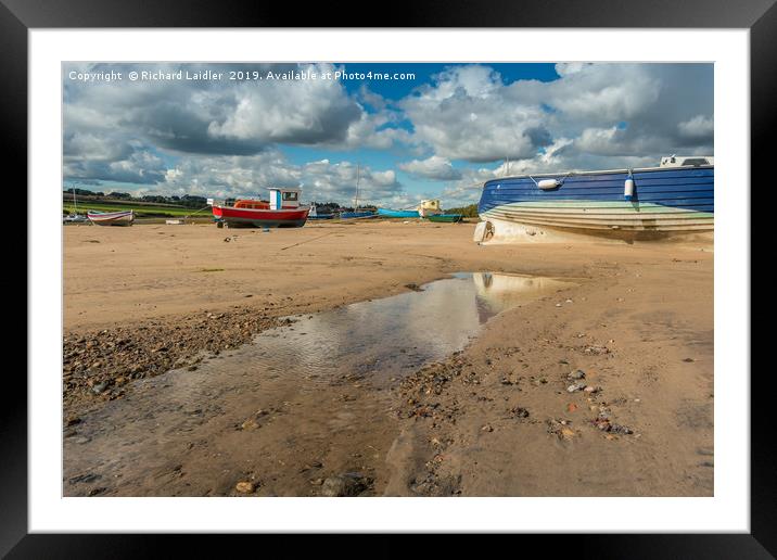 Boats Moored in Alnmouth Harbour at Low Tide Framed Mounted Print by Richard Laidler