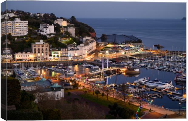  Torquay Harbour By Twilight Canvas Print by John Fowler