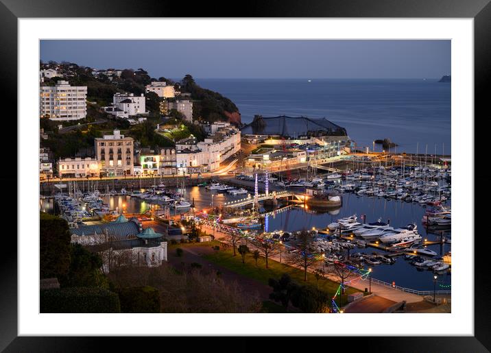  Torquay Harbour By Twilight Framed Mounted Print by John Fowler