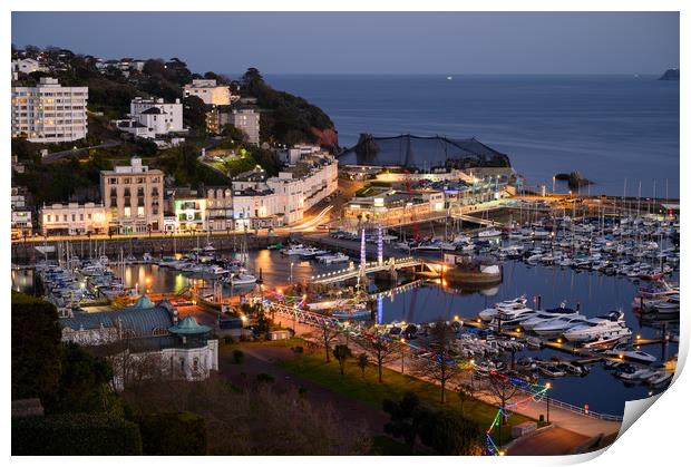  Torquay Harbour By Twilight Print by John Fowler