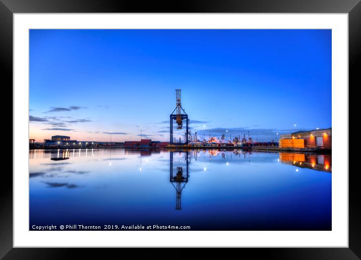 Dock yard industrial cityscape Framed Mounted Print by Phill Thornton