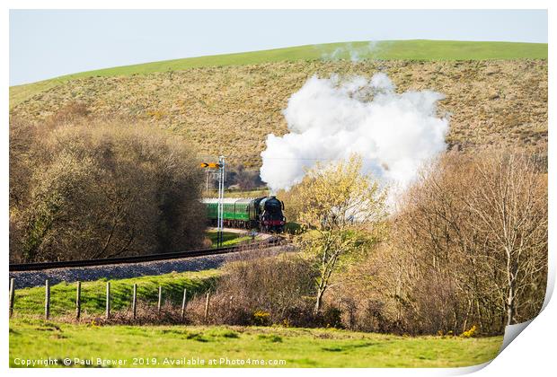 Flying Scotsman on Swanage Railway Print by Paul Brewer