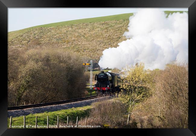 Flying Scotsman Steaming through the Purbecks Framed Print by Paul Brewer