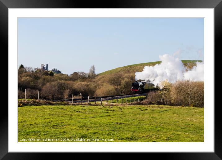 Flying Scotsman passes through the Purbeck Country Framed Mounted Print by Paul Brewer