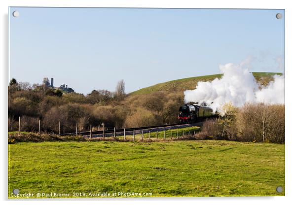 Flying Scotsman passes through the Purbeck Country Acrylic by Paul Brewer