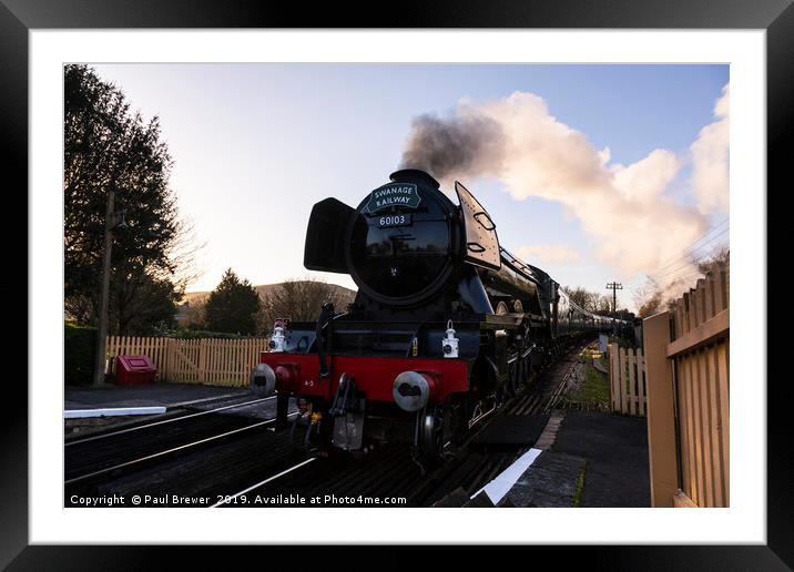 Flying Scotsman At Corfe Castle Framed Mounted Print by Paul Brewer
