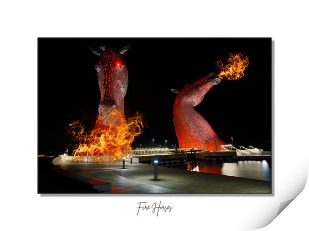 Flaming Kelpies Print by JC studios LRPS ARPS