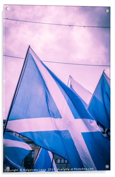 Scottish Flags, Independence March Acrylic by Malgorzata Larys