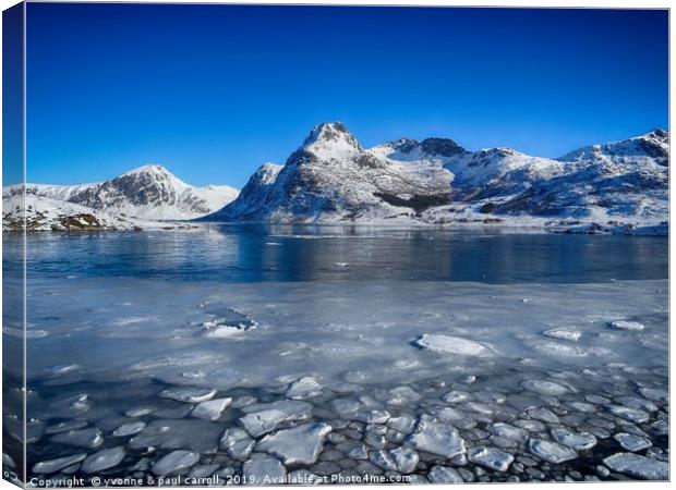 Broken ice on the fjord, Lofoten Canvas Print by yvonne & paul carroll