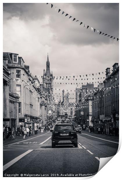 Union Street in Aberdeen, a city in Scotland, Grea Print by Malgorzata Larys