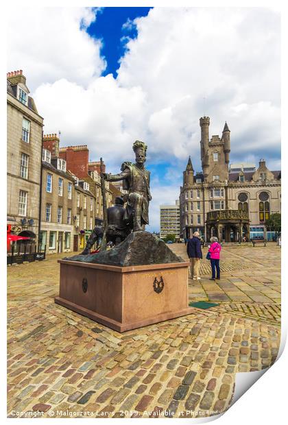 Gordon Highlanders Statue, Castlegate, Aberdeen, S Print by Malgorzata Larys