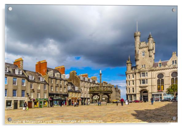 Castlegate in the city centre,  Aberdeen, Scotland Acrylic by Malgorzata Larys