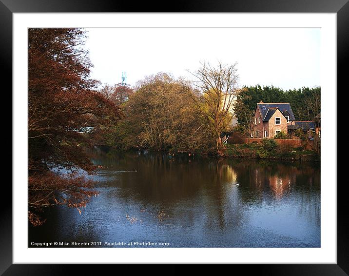 Cottage by the river Framed Mounted Print by Mike Streeter