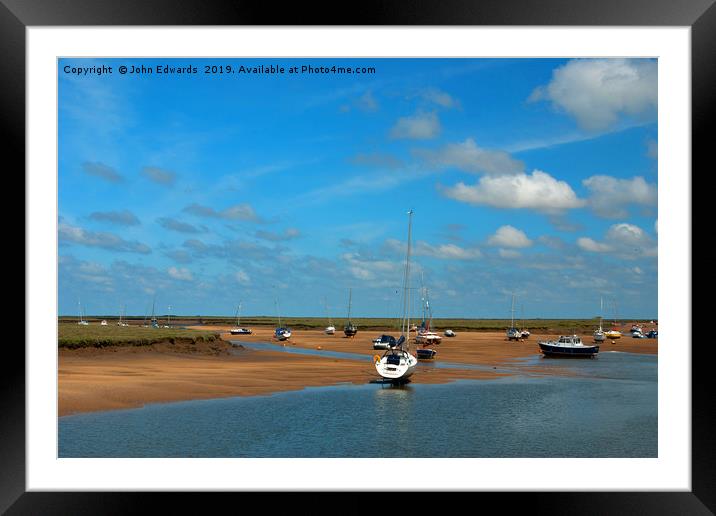 Low Tide, Wells-next-the-sea, North Norfolk Framed Mounted Print by John Edwards