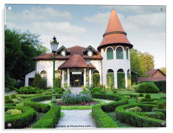 little castle with hedgerow yard Acrylic by goce risteski