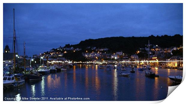 Night-time Looe Print by Mike Streeter