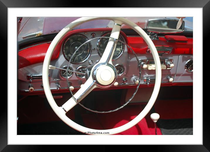 vintage car steeling wheel and dashboard Framed Mounted Print by goce risteski