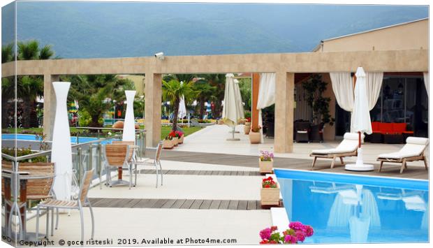 greece luxury resort summer vacation scene Canvas Print by goce risteski