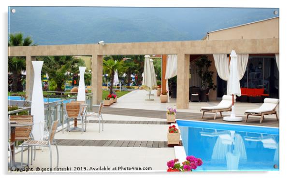 greece luxury resort summer vacation scene Acrylic by goce risteski