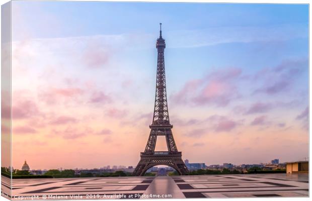 Eiffel Tower Sunrise Canvas Print by Melanie Viola