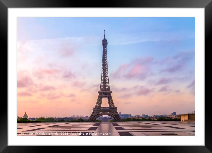 Eiffel Tower Sunrise Framed Mounted Print by Melanie Viola