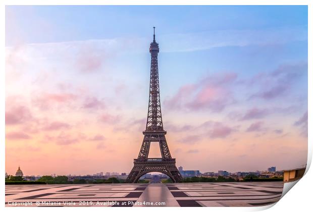 Eiffel Tower Sunrise Print by Melanie Viola