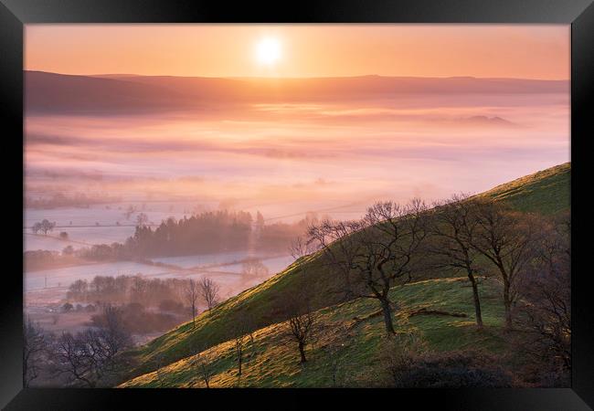 Hope valley Spring sunrise  Framed Print by John Finney