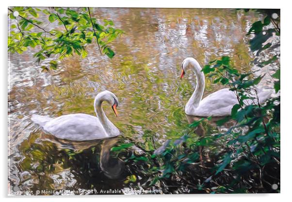 Swans on the River Stour  Acrylic by Monica McMahon