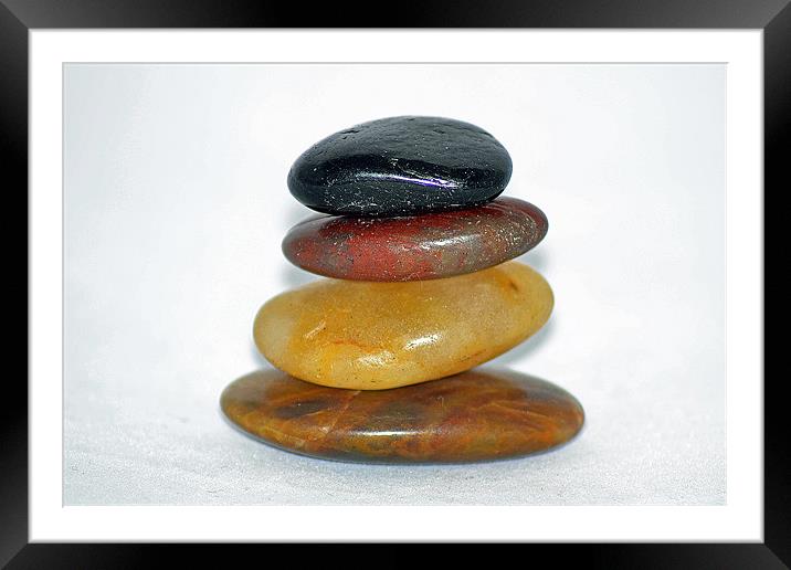 Stone Stack Framed Mounted Print by Donna Collett