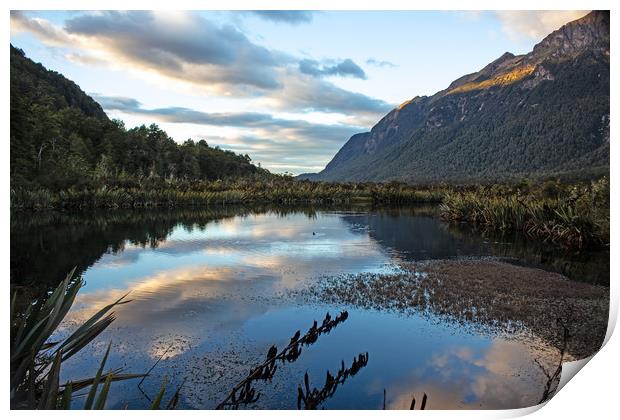 Mirror Lake, New Zealand Print by Hazel Wright