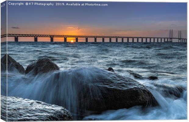 The Oresund Strait from Sibbarp, Malmo, Sweden. Canvas Print by K7 Photography