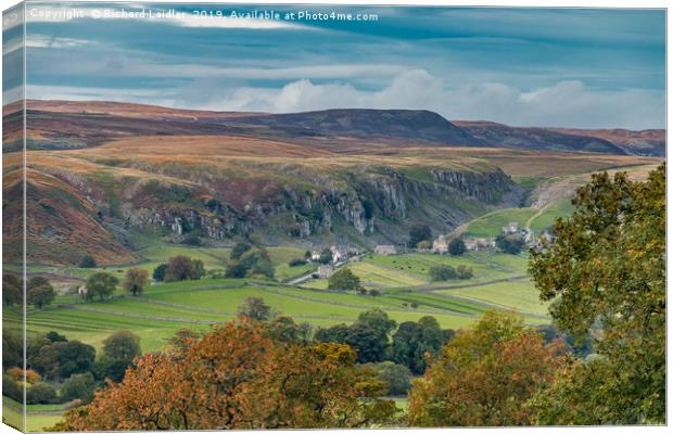 Holwick, Upper Teesdale from Middle Side in Autumn Canvas Print by Richard Laidler
