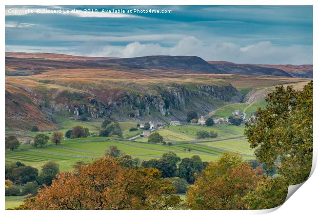 Holwick, Upper Teesdale from Middle Side in Autumn Print by Richard Laidler