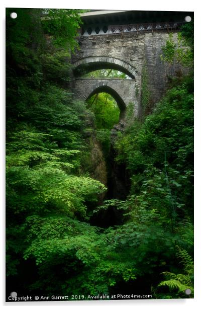 Devils Bridge Ceredigion Wales Acrylic by Ann Garrett