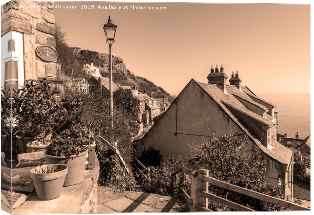 Runswick Bay Cottages (toned Image) Canvas Print by keith sayer