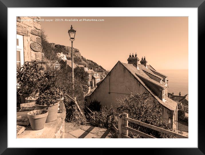 Runswick Bay Cottages (toned Image) Framed Mounted Print by keith sayer