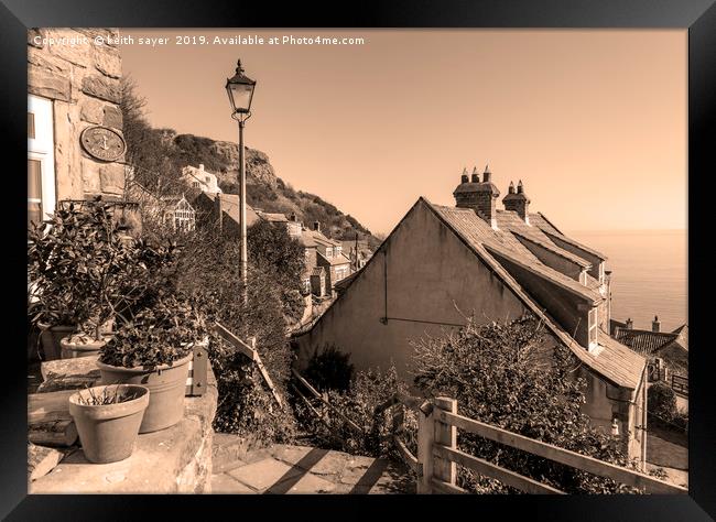 Runswick Bay Cottages (toned Image) Framed Print by keith sayer