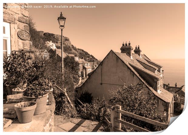 Runswick Bay Cottages (toned Image) Print by keith sayer