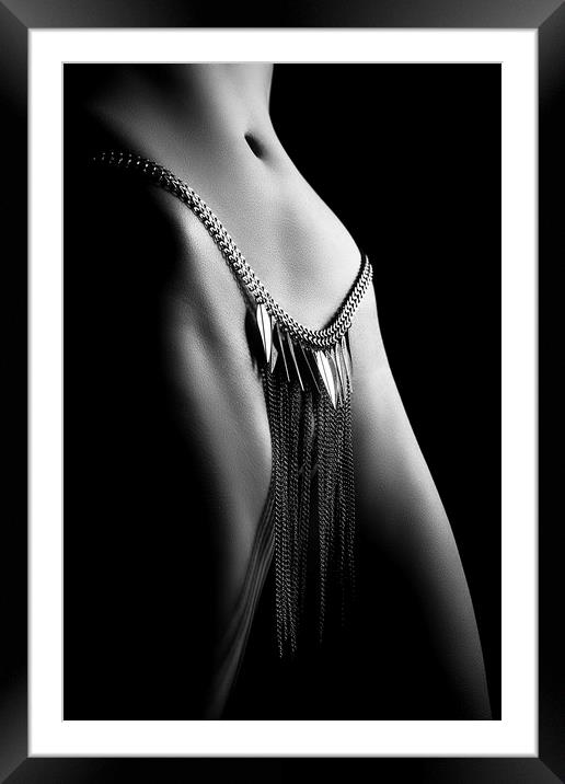 Woman close-up chain panty Framed Mounted Print by Johan Swanepoel