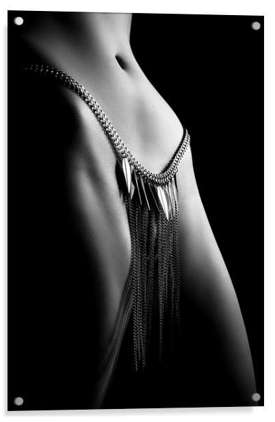 Woman close-up chain panty Acrylic by Johan Swanepoel