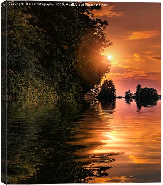 Summer Evening on the Chesterfield Canal. Canvas Print by K7 Photography