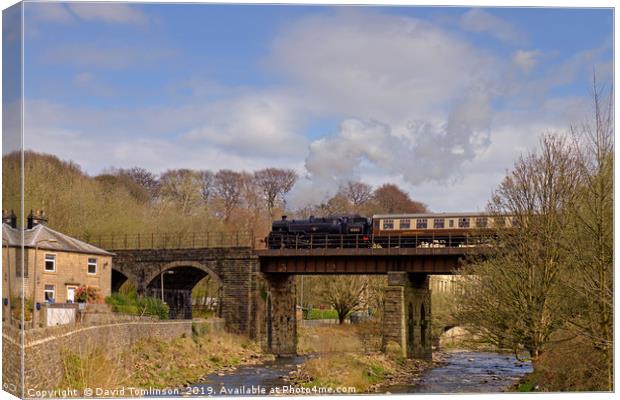 Standard class 4 Tank 80080 at Summerseat Viaduct  Canvas Print by David Tomlinson