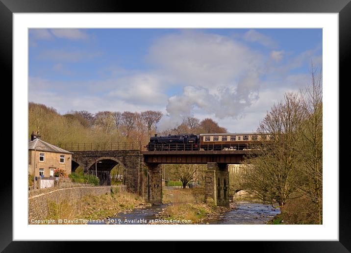 Standard class 4 Tank 80080 at Summerseat Viaduct  Framed Mounted Print by David Tomlinson