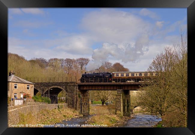 Standard class 4 Tank 80080 at Summerseat Viaduct  Framed Print by David Tomlinson