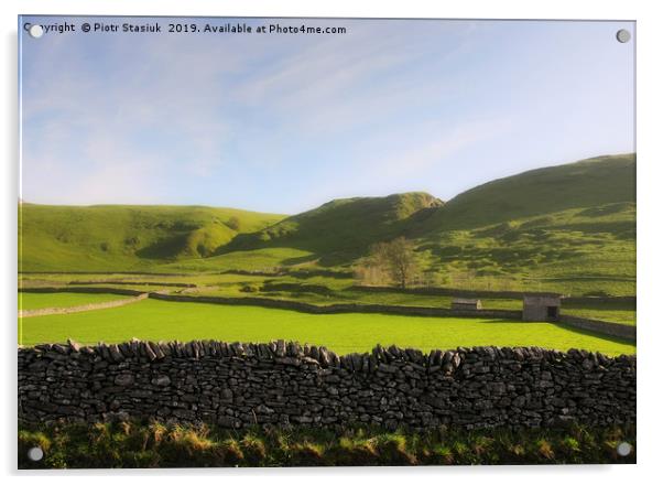 Landscape of the fields farms in the Peek District Acrylic by eyecon 
