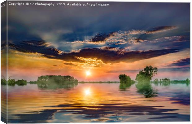 Big Sky Sunset over the Norfolk Broads Canvas Print by K7 Photography