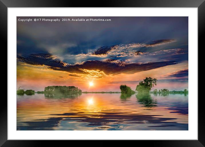 Big Sky Sunset over the Norfolk Broads Framed Mounted Print by K7 Photography