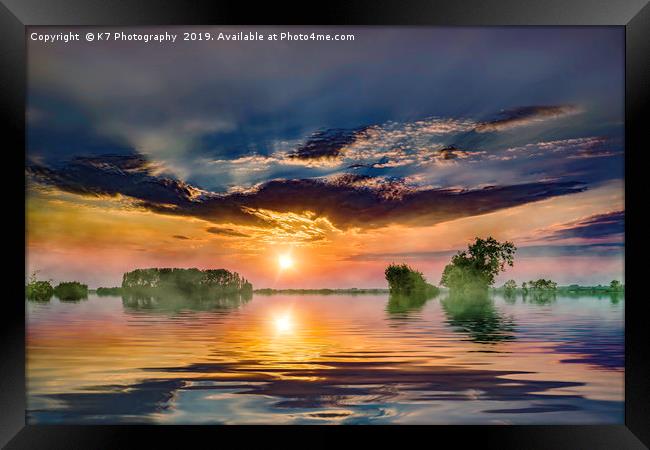 Big Sky Sunset over the Norfolk Broads Framed Print by K7 Photography